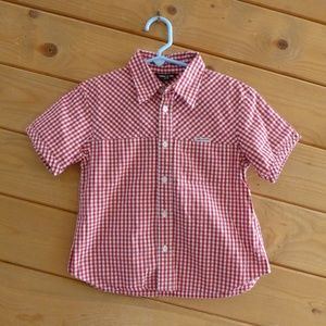 Comme Ca ISM Red Gingham Check Boy Shirt S 6-7